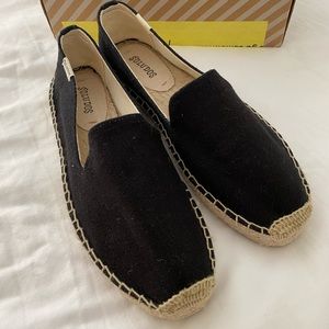 NEW Black Canvas Platform Soludos Smoking Slippers